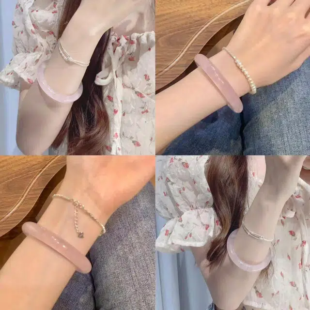 【爱情之石】 爱恋珠宝 桃花贵妃镯 新中式芙蓉粉 甜美粉蜜桃冻爱情转运恋爱磁场 小众显白百搭可爱通勤风#好运粉水晶 玉髓 手镯 女款