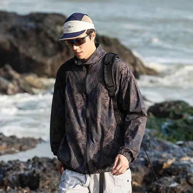 【dme】 户外休闲百搭立领冲孔宽松轻薄皮肤衣舒适超轻长袖 透气凉感防紫外线防水防晒服 男女同款