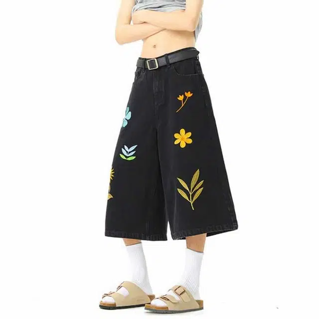 奇迹街区 美式复古设计感小众百搭舒适简约牛仔短裤 男女同款