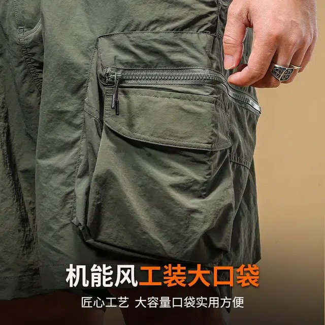 季言 美式复古百搭舒适潮流个性简约透气休闲短裤 男款