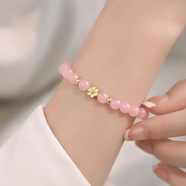 品彩 花朵 正缘桃花 平安喜乐 轻奢高级感 高档大气 精致时尚#好运 粉水晶 手串 女款