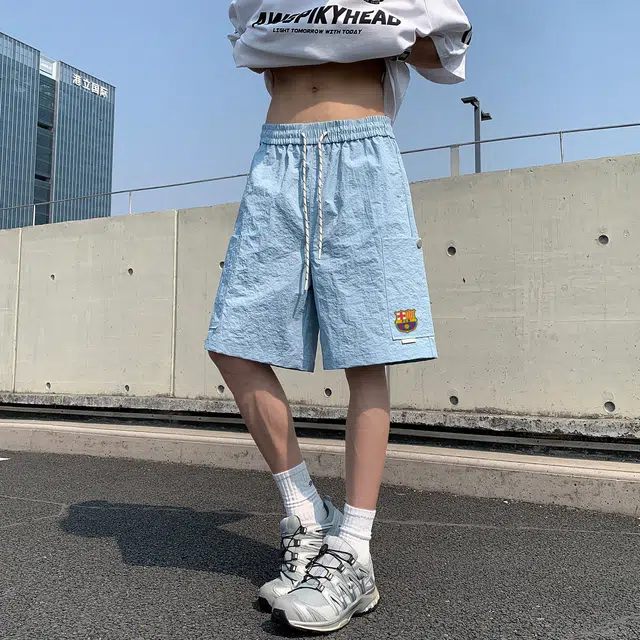 巴塞罗那足球俱乐部 美式复古简约基础款宽松舒适日常百搭直筒冰丝速干工装休闲短裤 男女同款