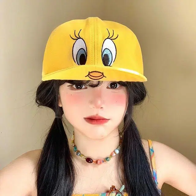 祎步康 出游可爱软顶小鸭子显脸小遮阳百搭翻檐 涤纶 鸭舌帽 女款