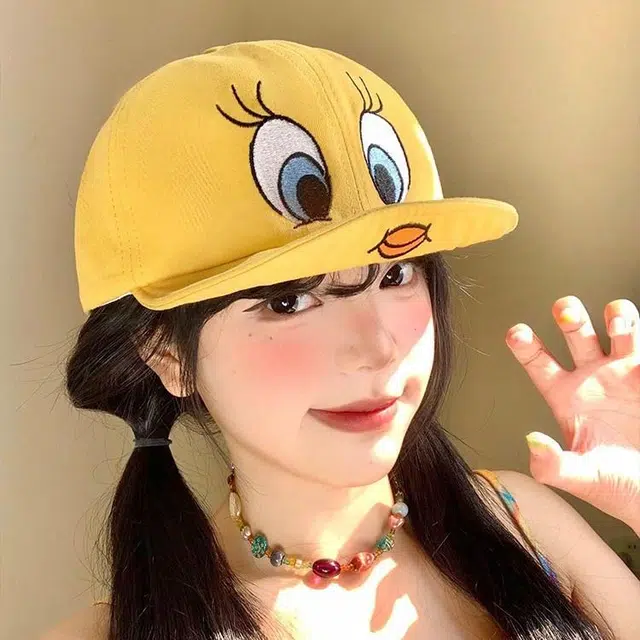 祎步康 出游可爱软顶小鸭子显脸小遮阳百搭翻檐 涤纶 鸭舌帽 女款