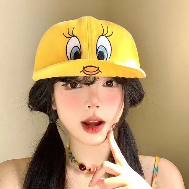 祎步康 出游可爱软顶小鸭子显脸小遮阳百搭翻檐 涤纶 鸭舌帽 女款