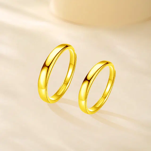 【S999足银|精选高品质】 金师傅 简单爱素圈对戒 挚爱一生浪漫气质简约百搭通勤 小众轻奢设计高级#好运 纯银 可调节戒指 男女同款情侣款