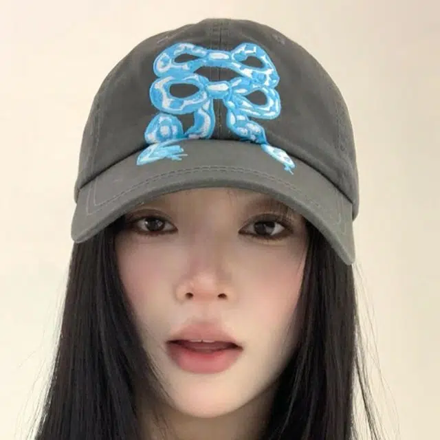 俞兆林 春夏季蝴蝶结小蛇刺绣印花水洗做旧户外出行防晒遮阳复古小众大头围显脸小 棉 鸭舌帽 男女同款情侣款