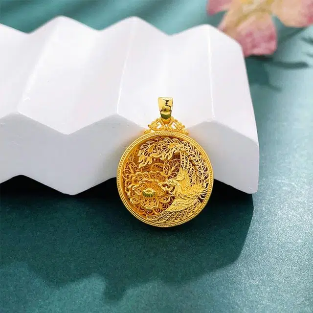 御龙镜 花丝金凤牡丹   中式美学国潮经典传承凤戏牡丹罗盘 招财纳福富贵气质高级感永不凋零的花#好运 足金 按克计价 黄金项链 女款