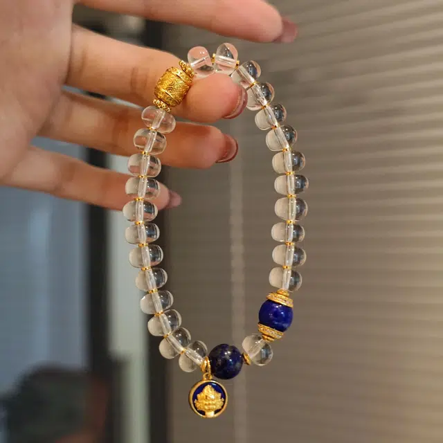 金杰福 星海金钥天然 白水晶 能量手串五行招财净化轻奢珠宝 女款