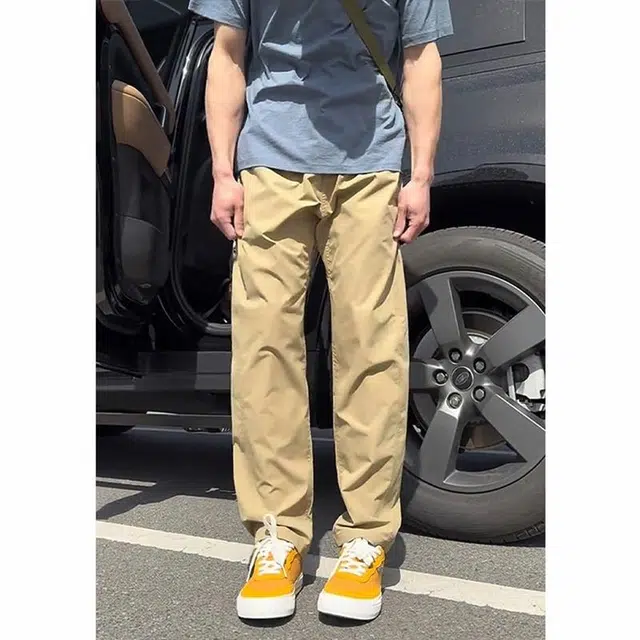 臣目 日系卡其色三角标裤子三防水锥形伞兵工装裤户外运动登山裤休闲裤 男女同款