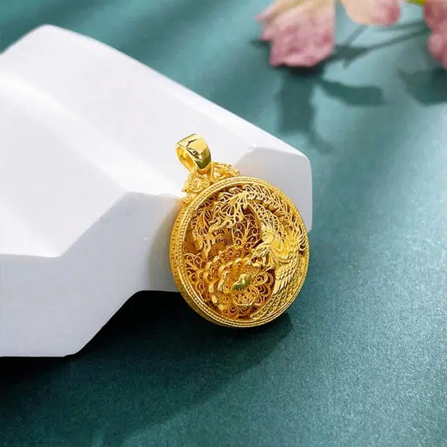 御龙镜 花丝金凤牡丹   中式美学国潮经典传承凤戏牡丹罗盘 招财纳福富贵气质高级感永不凋零的花#好运 足金 按克计价 黄金项链 女款