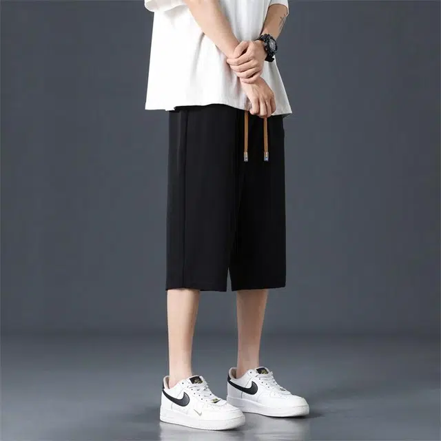 顶峰保罗 冰丝薄款速干潮牌运动七分裤凉感宽松直筒休闲短裤 男女同款