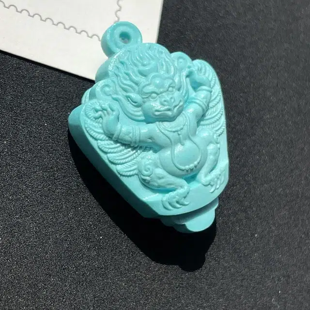 灵运宝 原矿高瓷玉化料精工雕刻大鹏一物一图无油无水#好运 绿松石 吊坠 男女同款情侣款