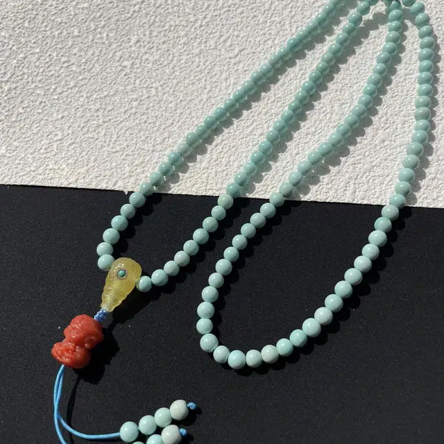 灵运宝 【师傅已加能量】#转运招财湖北原矿高瓷佛珠玻璃瓷一物一图无油无水#好运 绿松石 手串 男女同款情侣款 全新