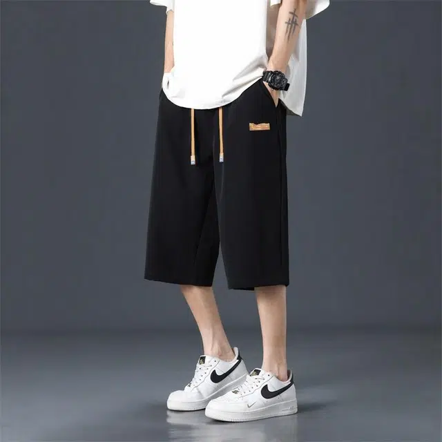 顶峰保罗 冰丝薄款速干潮牌运动七分裤凉感宽松直筒休闲短裤 男女同款