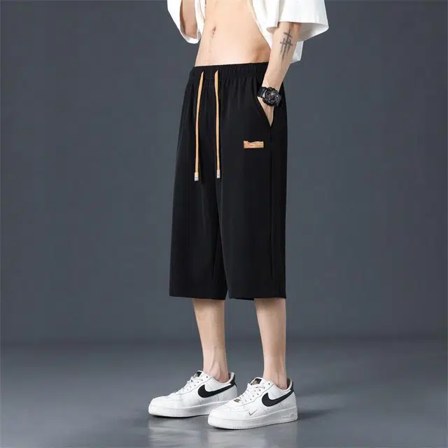 顶峰保罗 冰丝薄款速干潮牌运动七分裤凉感宽松直筒休闲短裤 男女同款