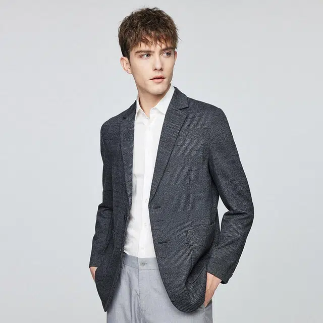 红豆 含桑蚕丝羊毛高档商务休闲西服通勤易打理单西外套西装 男款