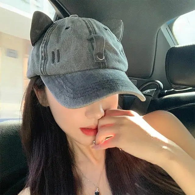 尚先生 猫耳墨镜可拆卸自带组合装太阳镜 潮流百搭遮阳 大头围可戴 棉 鸭舌帽 男女同款情侣款