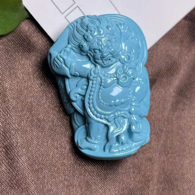 灵运宝 #转运招财湖北原矿高瓷玉化料精工雕刻大黑天瓷釉级玻璃瓷一物一图无油无水#好运 绿松石 吊坠 男女同款情侣款