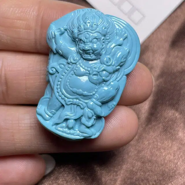 灵运宝 #转运招财湖北原矿高瓷玉化料精工雕刻大黑天瓷釉级玻璃瓷一物一图无油无水#好运 绿松石 吊坠 男女同款情侣款