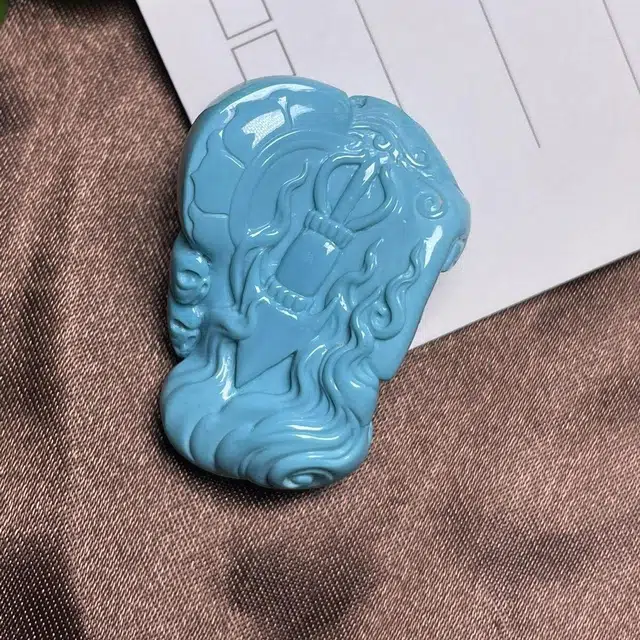 灵运宝 #转运招财湖北原矿高瓷玉化料精工雕刻大黑天瓷釉级玻璃瓷一物一图无油无水#好运 绿松石 吊坠 男女同款情侣款