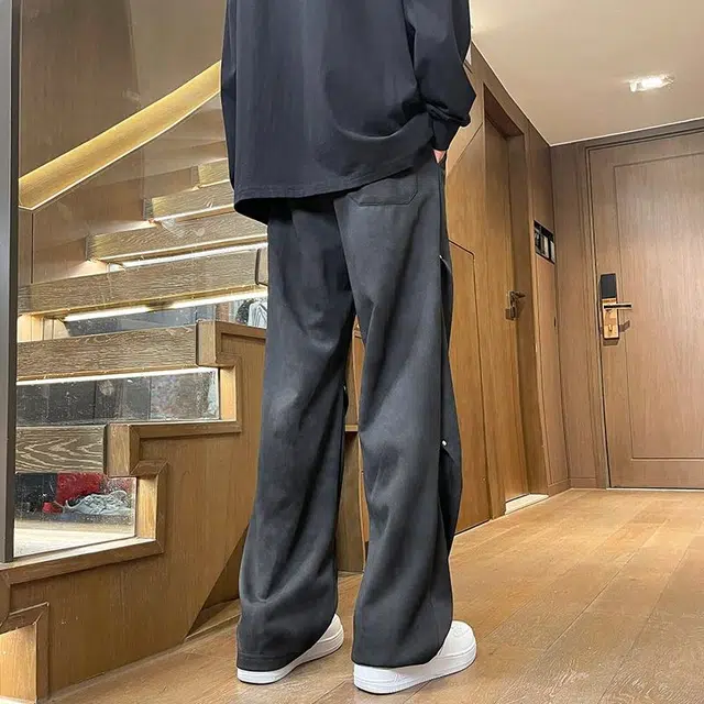 尘映 美式高街扎染脏脏宽松大码直筒阔腿休闲裤 男款