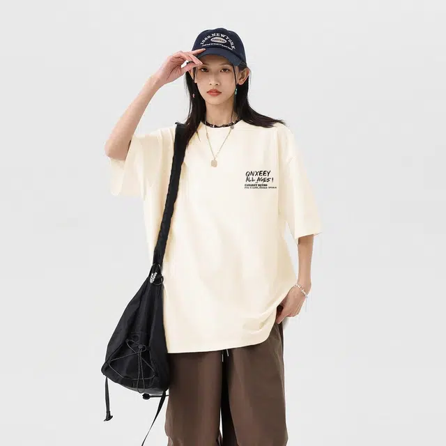 Qnxeey Vintage Cartoon Print T-Shirt