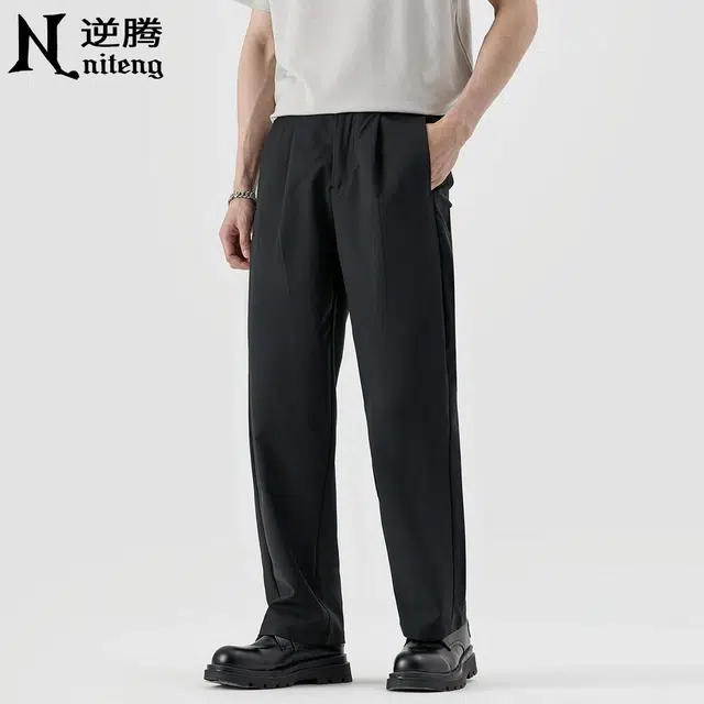 逆腾 潮牌直筒纯色宽松休闲裤 男款 黑色