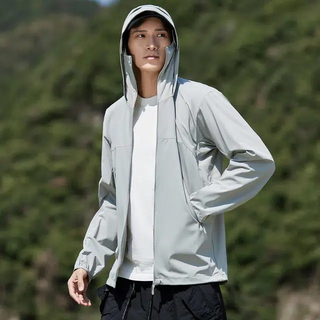 富铤 抑菌防护冰凉爽肤超薄款连帽皮肤衣遮阳登山必备休闲百搭长袖夹克外套 男款