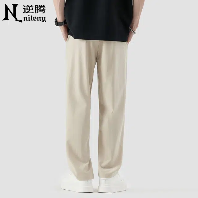 逆腾 垂感宽松直筒休闲裤 男款 新麦色