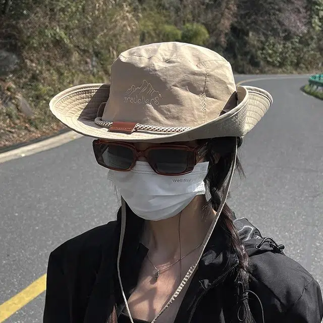 【户外必备】 雅鹿 西部牛仔抽绳钓鱼防晒遮阳露营速干时尚潮流百搭大头围登山 聚酯纤维 渔夫帽 男女同款情侣款
