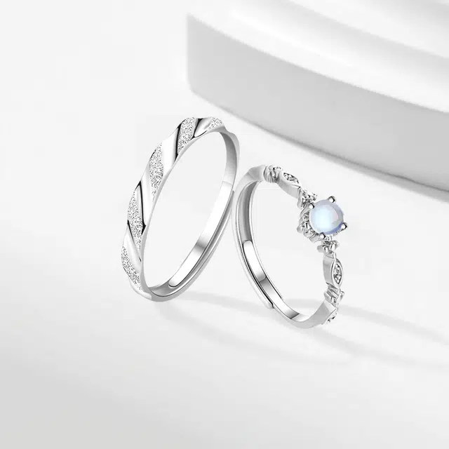 【精选高品质】 金师傅 爱意永恒对戒 莫比乌斯幻彩星球浪漫时尚精致气质简约百搭 小众轻奢设计高级 玻璃猫眼 可调节戒指 男女同款情侣款