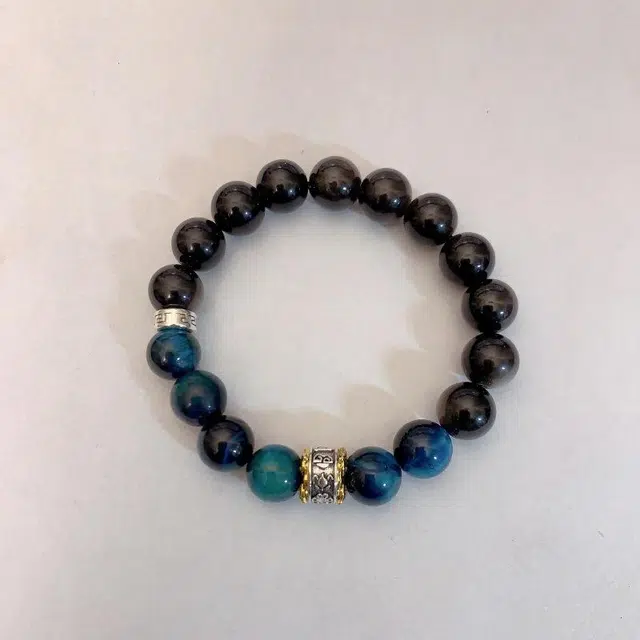 永恒旋律 招财纳福 蓝虎眼石转运圆珠串 新中式国风小众个性时尚简约高级设计 复古氛围感日常通勤精致百搭 精美礼盒好运 黑曜石 手串 男款