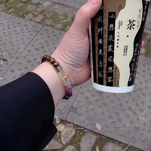 永恒旋律 诸事顺利 彩晶转运圆珠串 新中式小众国风简约多色水晶设计 八方来财日常通勤精致百搭个性时尚 精美礼盒 好运 虎眼石 手串 男款