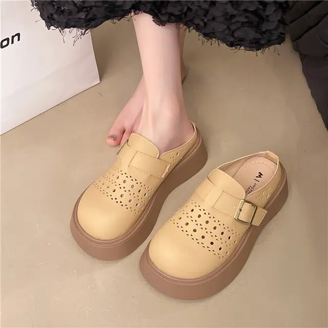 吾纪 软底百搭休闲 静音速干包头拖鞋 女款