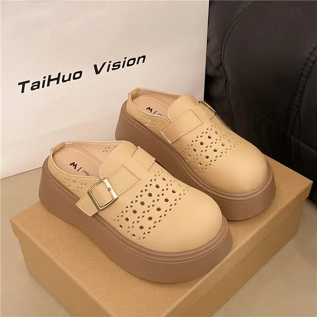 吾纪 软底百搭休闲 静音速干包头拖鞋 女款