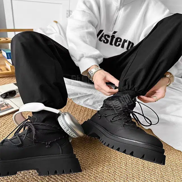 年走索 二层牛皮 时尚舒适 短筒 马丁靴 男女同款