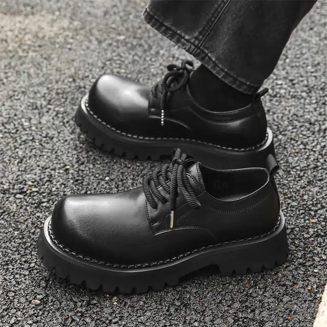 健休 二层牛皮 时尚舒适 简约百搭 休闲鞋 男款 黑色