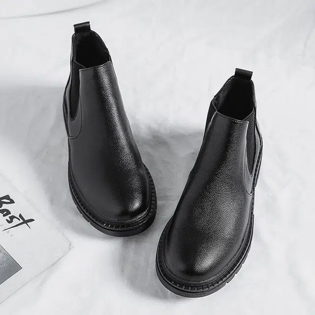 品乙 超纤皮 厚底百搭 潮流时尚 切尔西靴 男款 黑色