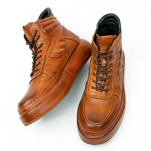 圣大骑士 头层牛皮 百搭时尚休闲 短筒 马丁靴 男款 浅棕色