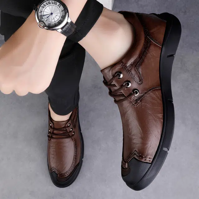 公牛雷霆 头层牛皮 时尚舒适通勤 休闲鞋 男款