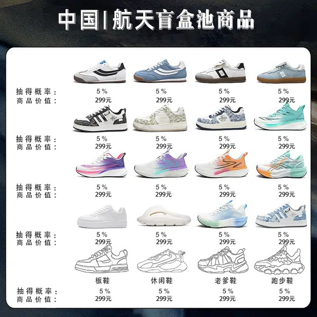 中国航天  时尚潮流休闲百搭 防滑耐磨厚底增高 板鞋老爹鞋跑步鞋 款式随机 尺码自选  男女同款  盲盒闷包