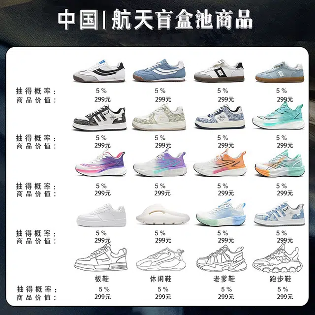 中国航天  时尚潮流休闲百搭 防滑耐磨厚底增高 板鞋老爹鞋跑步鞋 款式随机 尺码自选  男女同款  盲盒闷包
