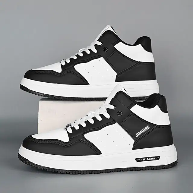 金迈王 简约百搭韩系潮流 防滑 高帮 板鞋 男款 白黑