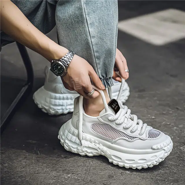 南极人 网布 舒适时尚百搭厚底 减震耐磨增高透气 低帮 老爹鞋 男款