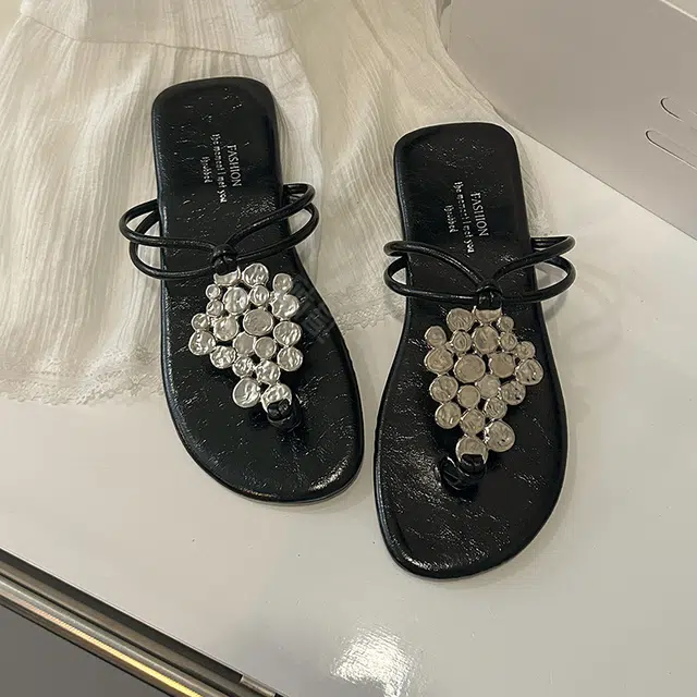 黑恐龙 百搭舒适时尚 防磨防滑人字拖鞋 女款