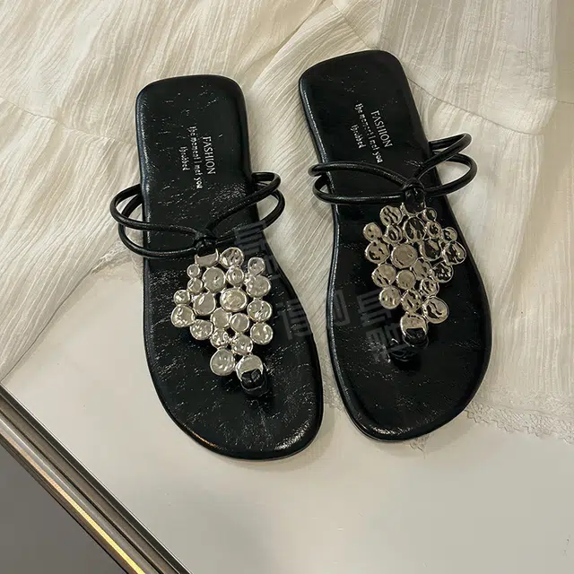 黑恐龙 百搭舒适时尚 防磨防滑人字拖鞋 女款