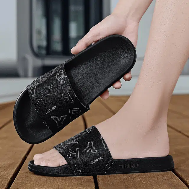 依米奴 夏日清爽 户外外穿 高颜值 时尚潮流 舒适 低调百搭 日常通勤  简约帅气 轻便柔软 居家室内 橡胶 防磨一字拖鞋 男款