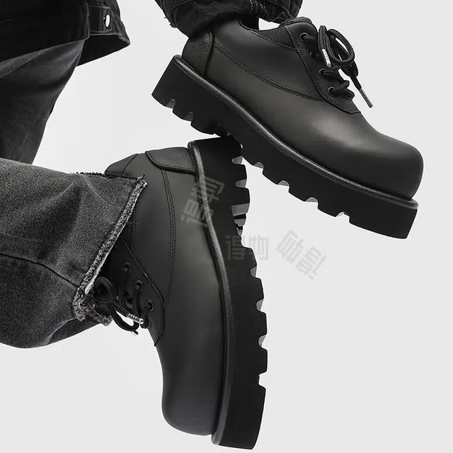 超纤皮 复古英伦风舒适百搭厚底 男士休闲 男款 黑色