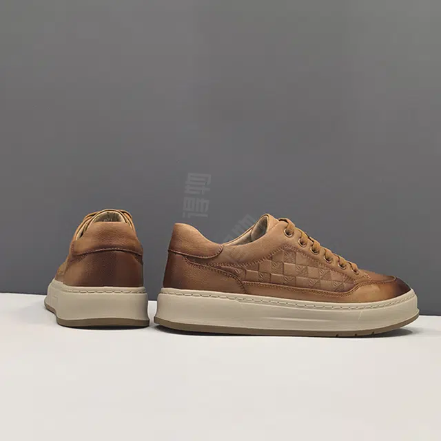 头层牛皮 奢侈真皮潮流百搭一脚蹬懒人鞋 耐磨透气吸汗 低帮 板鞋 男款